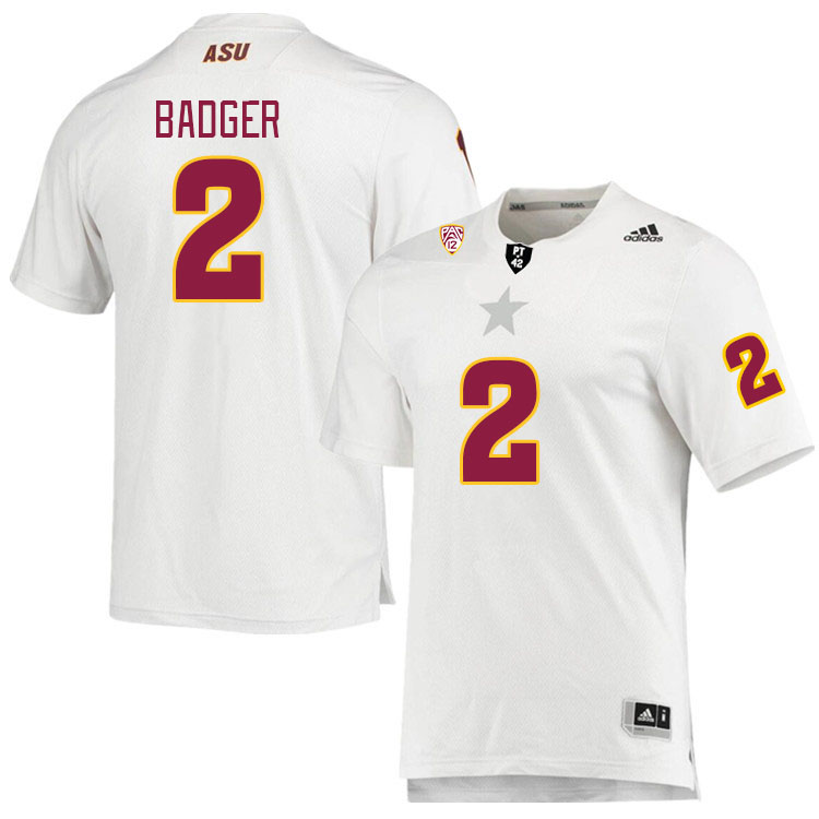 Men #2 Elijhah Badger Arizona State Sun Devils College Football Jerseys Stitched Sale-White
